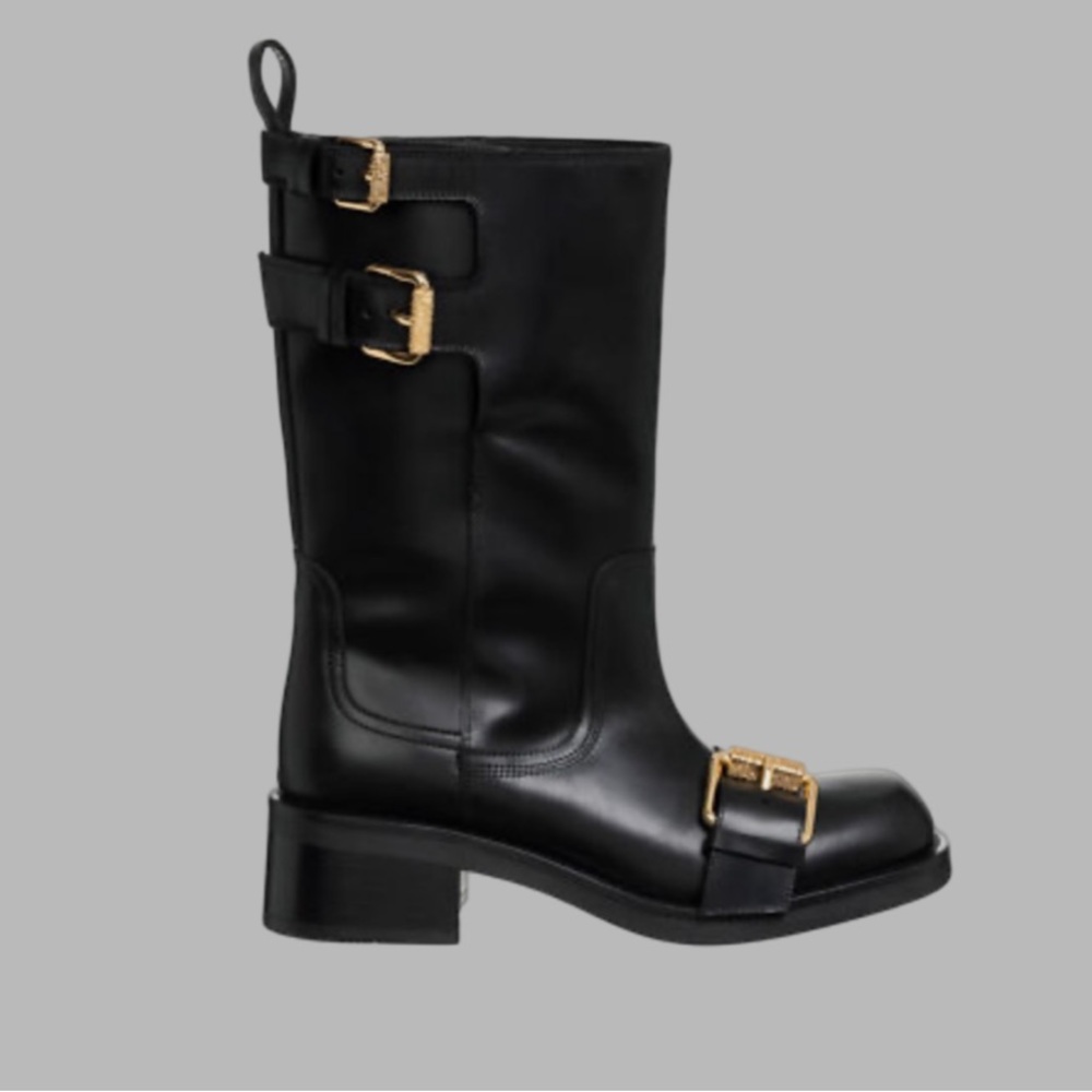 Moschino Women’s Buckled Square Toe Boots Size 6 - Picture 7 of 13